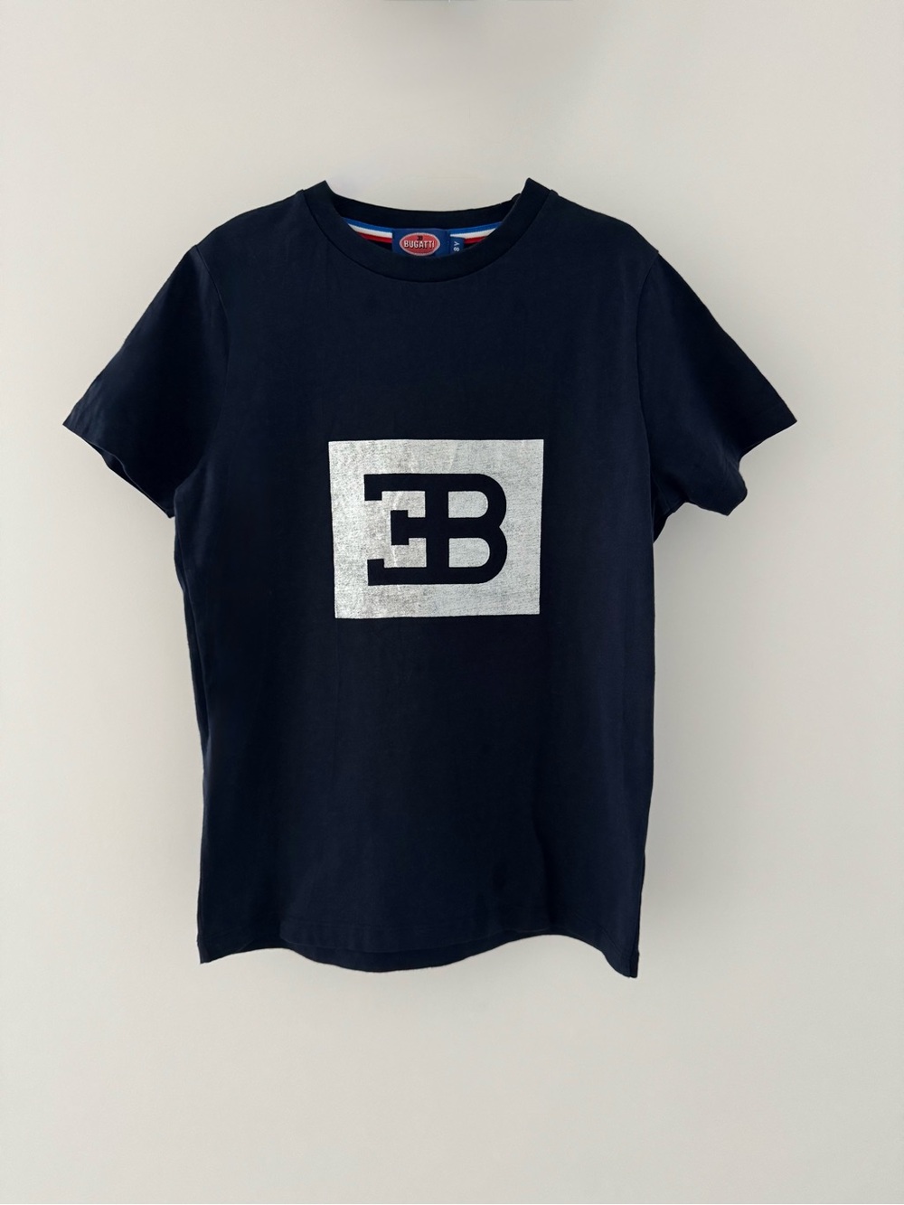 Bugatti Boys Navy Tee with Silver Logo Square